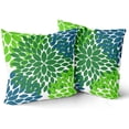 thumbnail image 2 of Green Blue Pillow Covers 16x16 in Dahlias Flowers Modern Farmhouse Rustic Decorative Couch Pillow Cases with Zipper Set of 2 Home Decor for Living Room Bedroom Bed Cushion Outdoor, 2 of 6