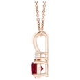thumbnail image 2 of ANGARA Natural Round Ruby Solitaire V-Bale Pendant with Diamond in 14K Rose Gold for Women (Size-4mm) | July Birthstone, Birthday, Anniversary, Jewelry Gift for Women | Natural Ruby Necklace, 2 of 9