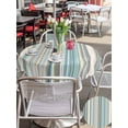 thumbnail image 4 of Outdoor Tablecloth with Umbrella Hole and Zipper, Light Blue Striped Round Table Cloth 60 Inch Waterproof Tablecloth, Farmhouse Thin Line Modern Abstract Art Picnic Table Cover for Patio Camping, 4 of 7