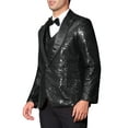 thumbnail image 4 of INSPIRE CHIC Sequin Blazers for Men's Peak Lapel Glitter Sport Coat Wedding Sparkly Suit Jacket, 4 of 5