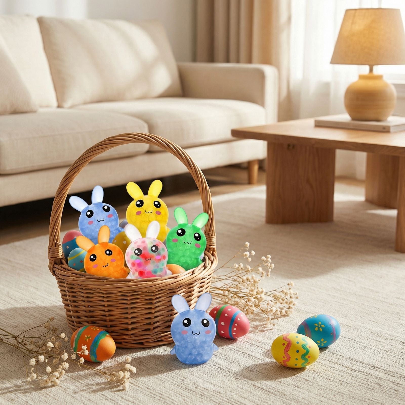 Easter Toys, 5 Pc Assorted Set, Soft Squeeze Bunny, Sensory Squeeze Toys, Easter Basket Stuffers, Party Favors for Student, Stress Balls Squeeze