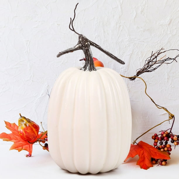 Calabazas artificiales de 9 pulgadas para decoración de Halloween - Calabazas falsas grandes de espuma para decoraciones otoñales, manualidades y centros de mesa de Acción de Gracias