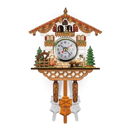 DESIGNICE Cuckoo Clock Refined Traditional Wall Clock Authentic German Black Forest Style House Clock with Detailed Golden Dial for Living Room Study Hallway Cuckoo Clock