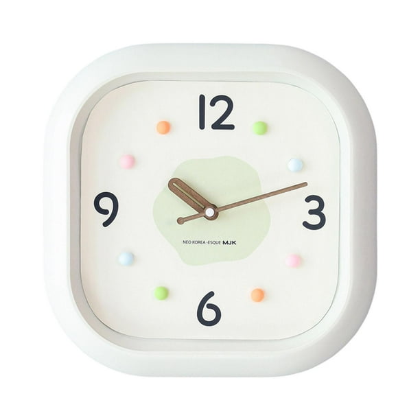 Reloj de pared moderno minimalista, silencioso, decorativo, colgante, para niños. Verde claro
