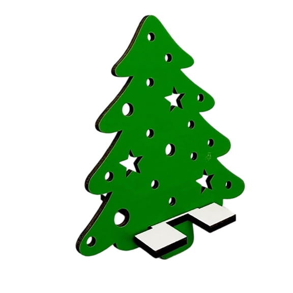 PANCHENH Christmas Wooden Phone Stand Cute Christmas Shape Cell Phone Holder With Star Hollow‑Out Design Portable Desktop Phone Mount For Desk Home Christmas Holiday