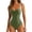 Army Green, variant on Women Slimming Tummy Control One Piece Swimsuits V Neck Crisscross Back Bathing Suit Green 2XL