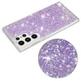 thumbnail image 3 of Bling Glitter Case for Samsung Galaxy S24 Ultra for Women Girls, Pretty Star Flash Twinkle Stardust Relief Pattern, Sparkling Powder Decoration, Heavy Duty Shockproof Protection Cover,Purple, 3 of 3