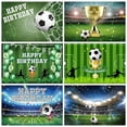 thumbnail image 2 of Fondo de cumpleaños de fútbol personalizado, decoración de estadio de campo de fútbol, Fondo de foto de pastizales para niño, pancarta de pastel, accesorios de fotografía, 2 of 5