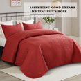 thumbnail image 4 of Exclusivo Mezcla 2-Piece Twin Size Quilt Set, Basket Quilted Bedspread/Coverlet/Bed Cover(68"x 88", Red), 4 of 7
