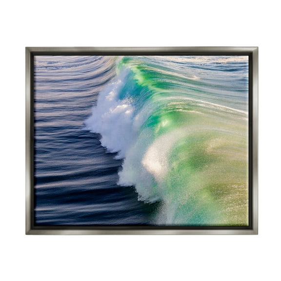 Stupell Industries Rolling Sea Waves Deep Ocean Water Photography Photograph Luster Gray Floating Framed Canvas Print Wall Art, Design by Jeff Poe Photography