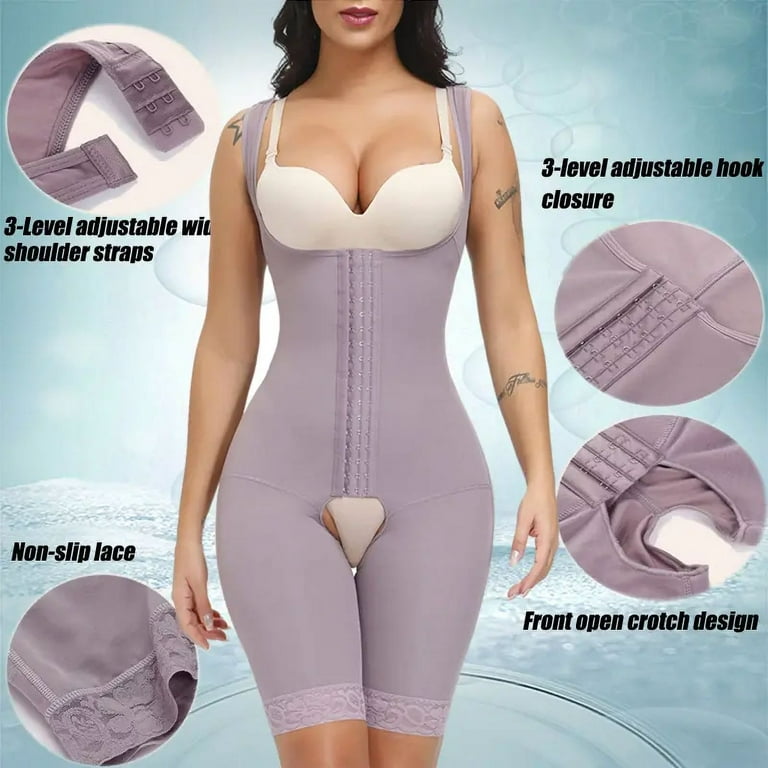 JOSHINE Shapewear for Women Seamless Fajas Body Shaper Open Bust Bodysuit  purple,XXXL 