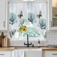 thumbnail image 6 of Blue Tulips Swag Valances for Windows, Kitchen Window Curtains Over Sink, Watercolor Flowers Butterfly Spring Farmhouse Blue Window Treatment Curtains for Living Room/Bedroom 2 Panel Sets 36"x45", 6 of 8