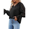 thumbnail image 4 of Txlixc Camisa de chiffon de encaje femenino casual suéter básico de manga larga con cuello V sólido y expansión, adecuado para la calle del Club Txlixc  moda, 4 of 6