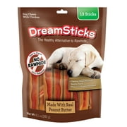 DreamBone DreamSticks with Real Peanut Butter and Chicken, Rawhide-Free Chews for Dogs, 13 Count