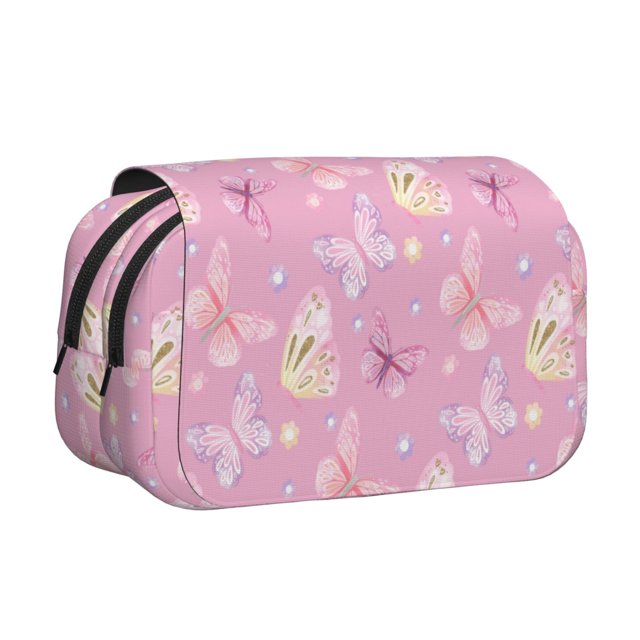 Disketp Butterfly 1 Estuche de Lápices de Doble Capa con Tapa Abatible y Cremallera, Organizador Escolar para Adolescentes y Adultos