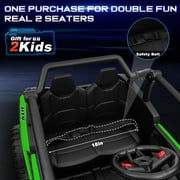 24V 2 Seater Ride on Toys UTV for Kids w/Parent Remote Control, 4WD 7AH Kids Battery Powered Vehicles, Bluetooth Spring Suspension, Storage for Gift, Green