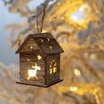 thumbnail image 4 of VOTRUDI Snowflakes Ornaments for Christmas Decoration,Glowing Wooden House Pendant for Creative Christmas Tree Decoration with Snowman, Elks and Snowflake Lighting.,Brown, 4 of 6