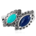 thumbnail image 3 of Sterling Silver Lapis Lazuli and Sleeping Beauty Turquoise Bypass Ring, Sizes 5 to 11, 3 of 11