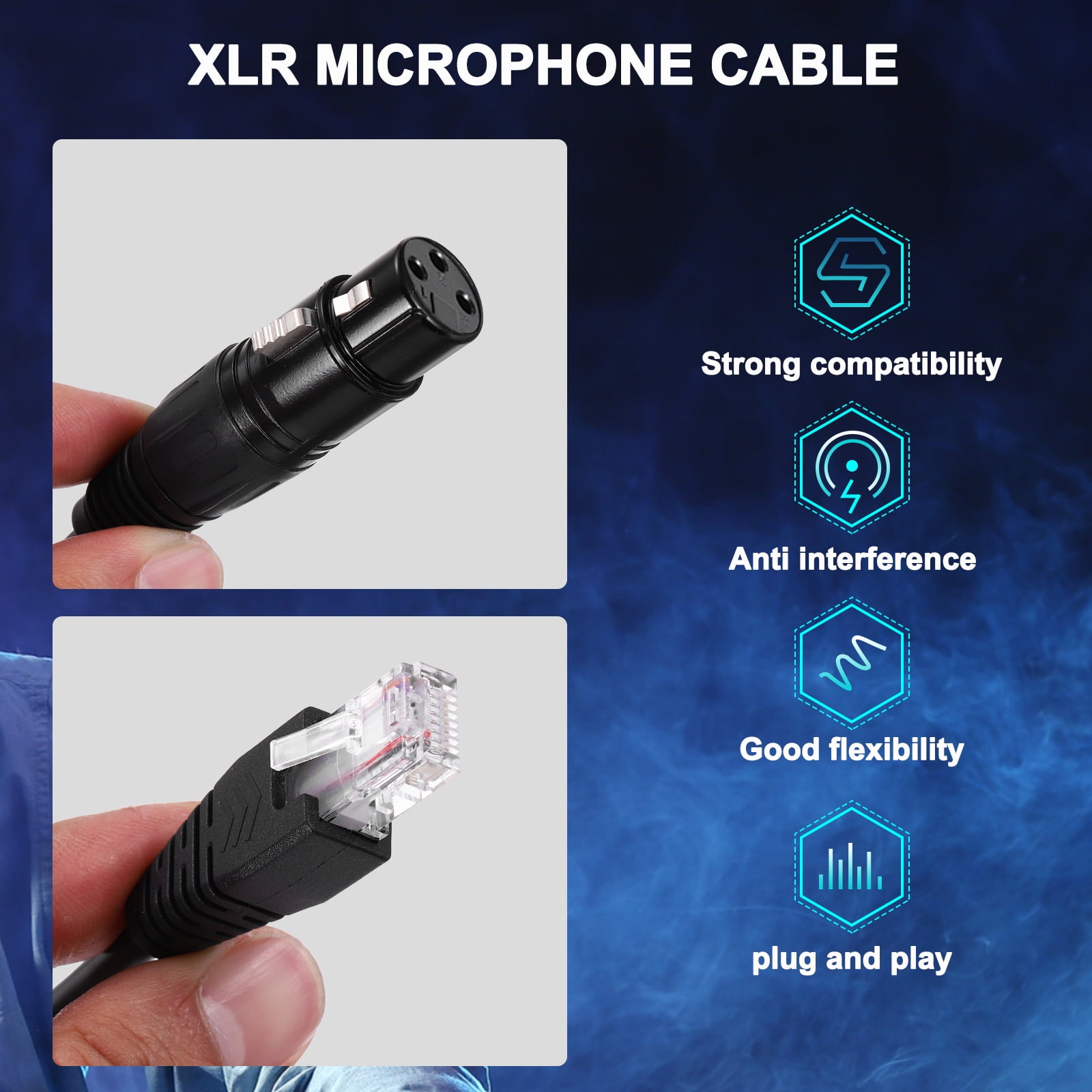3 Pin XLR to RJ45 Male Adapter Cable, 4pcs 1.6ft XLR Microphone Cable