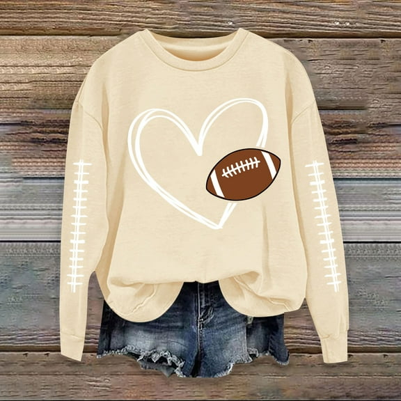 Hoodies Football Sweatshirts For Women Cute Baseball Graphic Print Crewneck Long Sleeve Shirts Fall Winter Pullover Sweatshirts