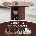thumbnail image 6 of Round Dining Table for 4-6, PAPROOS 47'' Large Wood Kitchen Table, Dining Room Table with Storage & Wide Tabletop, Circle Dining Table Dinner Table for Kitchen Dining Room, Brown(Only Table), 6 of 7