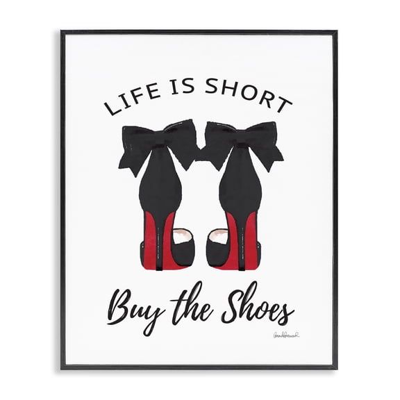 Stupell Industries Contemporary Fashion Designer Shoes Black Red Watercolor Word Black Framed Giclee Art, 24 x 30, by Amanda Greenwood