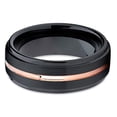 thumbnail image 3 of Silly Kings 7mm Black Brushed Tungsten Carbide Wedding Band Rose Gold Center Groove Mens Womens Ring 11, 3 of 4