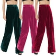 thumbnail image 6 of Womens Velvet Wide Leg Pants High Waisted Palazzo Trousers with Pockets, 6 of 6