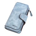 thumbnail image 2 of Mini cartera con cremallera de cuero a la moda, monedero, botón, embrague, tarjetero para teléfono Azul Colcomx Cartera con cremallera para mujer, 2 of 7