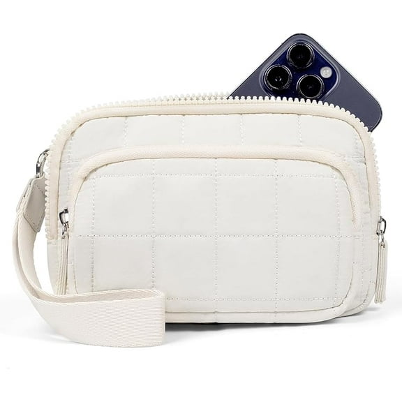 Wristlet Wallets for Women Nylon Quilted Wallet with 3 Zipper Purse for Travel Credit Card Holder Phone Organizer