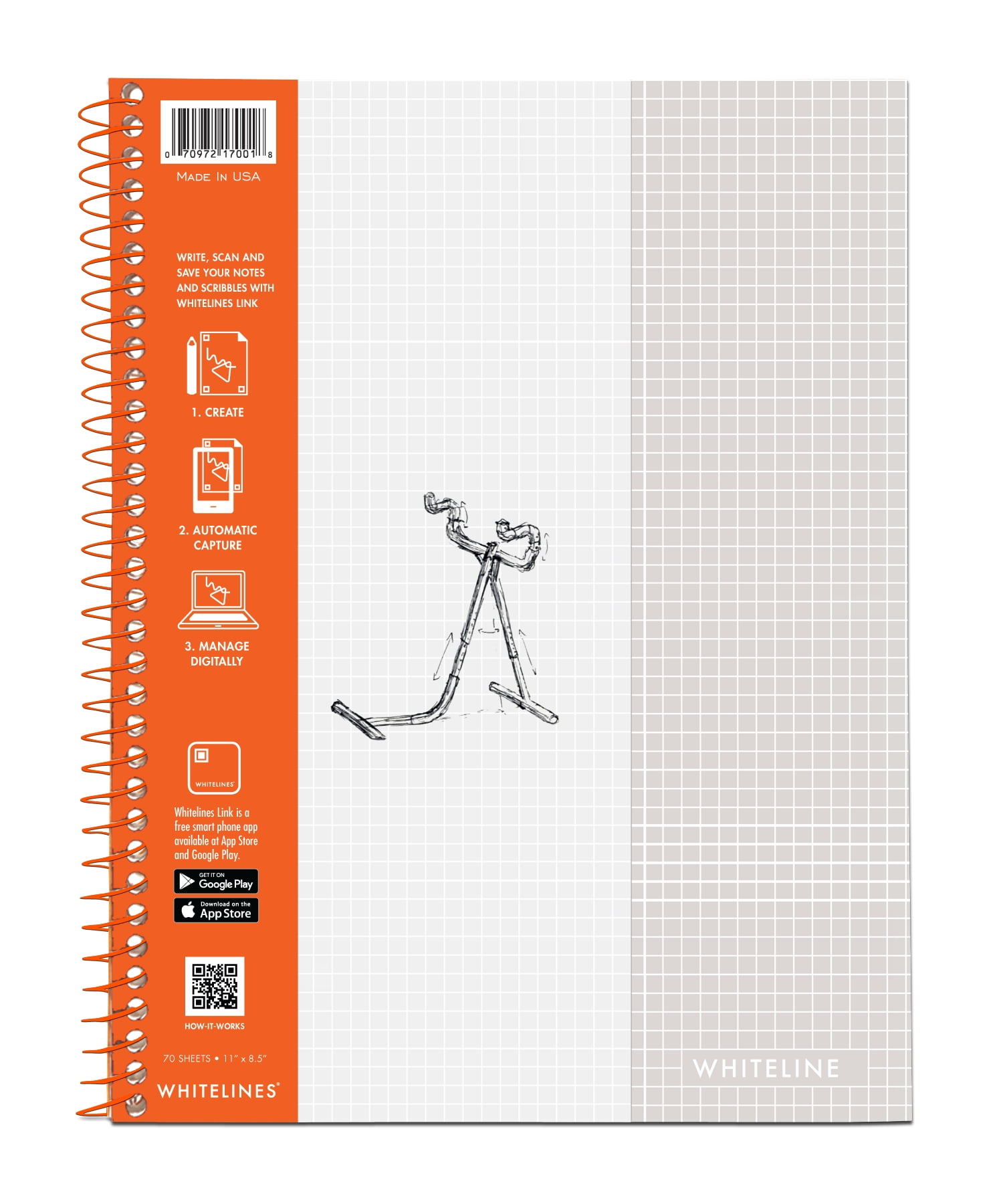 Whitelines Wirebound Graph 11 X 8 5 Walmart