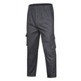 thumbnail image 4 of Clearance! Labakihah Mens Pants Mens Solid Color Summer Casual All Match Pants Fashionable Woven Long Cargo Pants with Pockets Dark Gray, 4 of 4