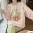 thumbnail image 5 of Conjunto de pijama de dos piezas para mujer, ropa de casa gruesa de invierno, cómodo, informal, Simple, elegante, suelto, nuevo, 5 of 5