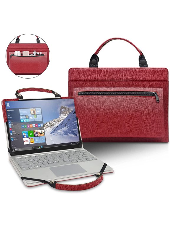 MacBook Pro 14 inch 2021 Release Laptop Sleeve, Bige Laptop Protective Case for MacBook Pro 14 inch 2021, Laptop Sleeves, Waterproof Leather Protective Cover with Handle for HP, LG(Red)
