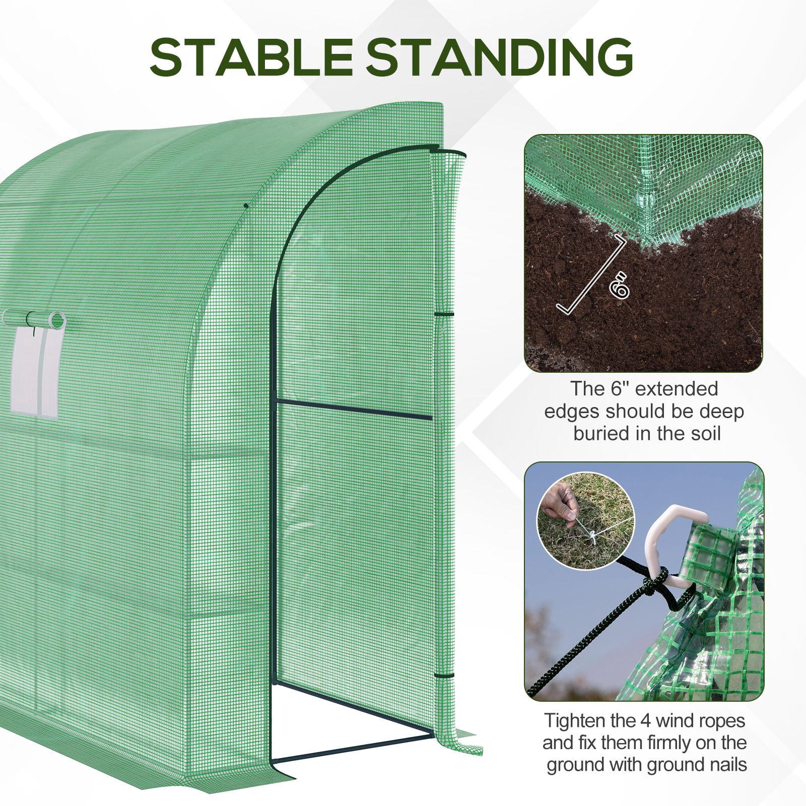 Outsunny 7' x 3' x 7' Plant Garden Greenhouse with Window, Green