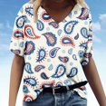 thumbnail image 2 of Dyegold Summer Tops for Women 2023 Trendy, Womens 4th of July US Flag Shirts Dressy Casual V Neck Short Sleeve Blouses 2023 Plus Size Summer ​Patriotic Top Tee, 2 of 5