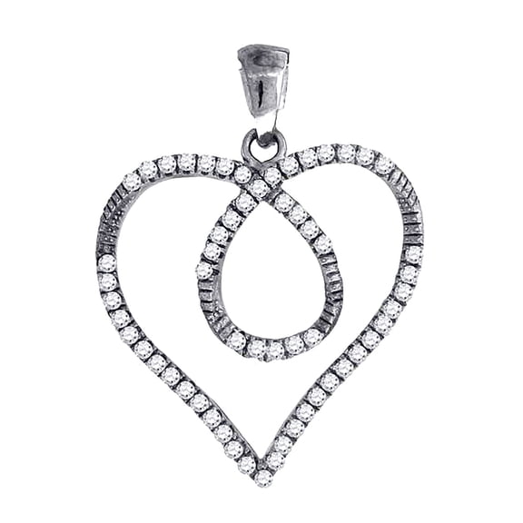 925 Sterling Silver Womens Cubic Zirconia Love Heart Charm Pendant Necklace Pendant for Women