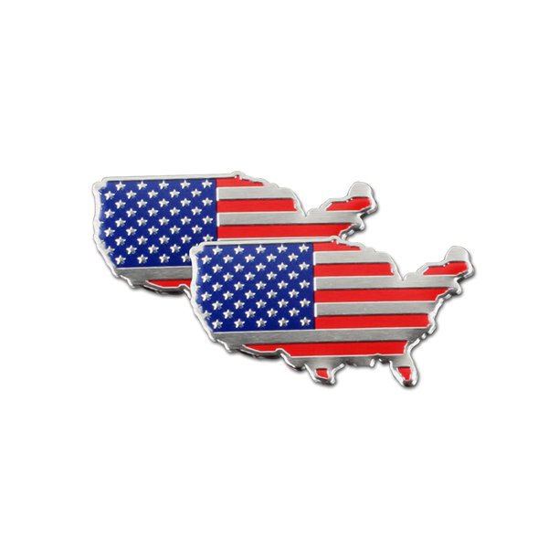 3D Aluminum Alloy American US Map Decal, 2 PCS 2.7