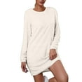 thumbnail image 2 of Zedker Sweater Dresses for Women 2025 Knit Dresses Long Sleeve Dress Casual Fall Winter Round Neck Oversized Loose Short Sweater Dress Plus Size Beige L, 2 of 8