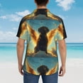 thumbnail image 4 of Sikiie Golden Cloud Winged Dog Print Men's Hawaiian Shirt, Summer Beach Button Pocket Short Sleeve T-Shirt,Large, 4 of 7