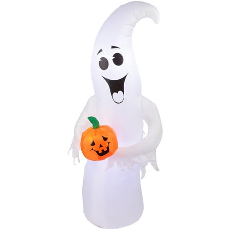 Halloween Airblown Inflatable 7 ft. Ghost with Pumpkin - Walmart.com