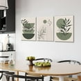 thumbnail image 5 of Sage Green Boho Wall Art Set of 3 Abstract Minimalist Geometric Line Poster Green Botanical Leaf Canvas Prints Modern Artwork Painting Decor for Living Room Bedroom Office 12x16 in Framed, 5 of 7