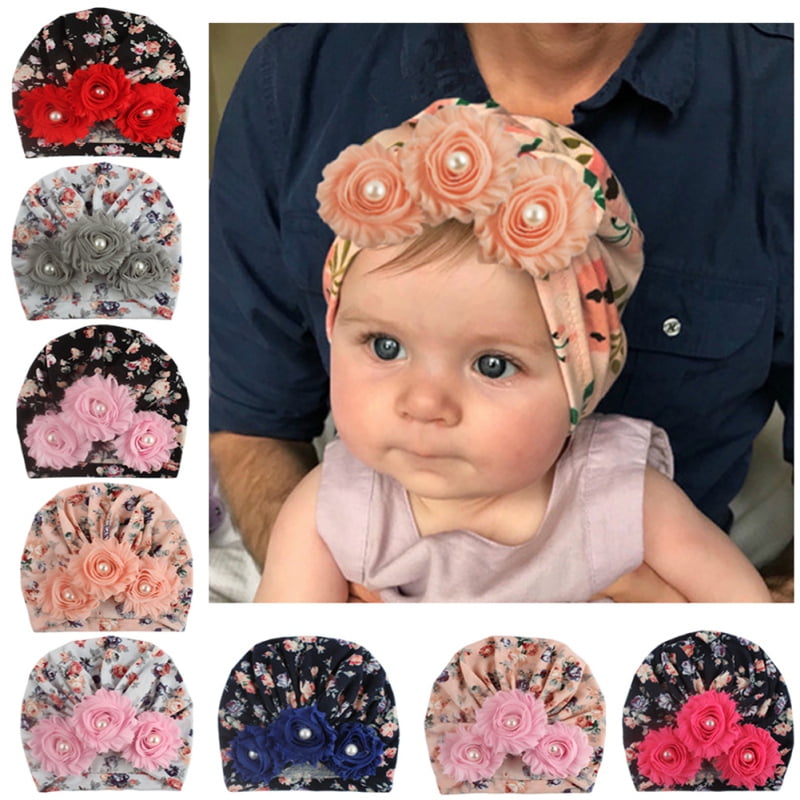 Newborn Baby Hat Head Wrap Flower Soft Bowknot Baby Turban Cap For Girl Toddler 