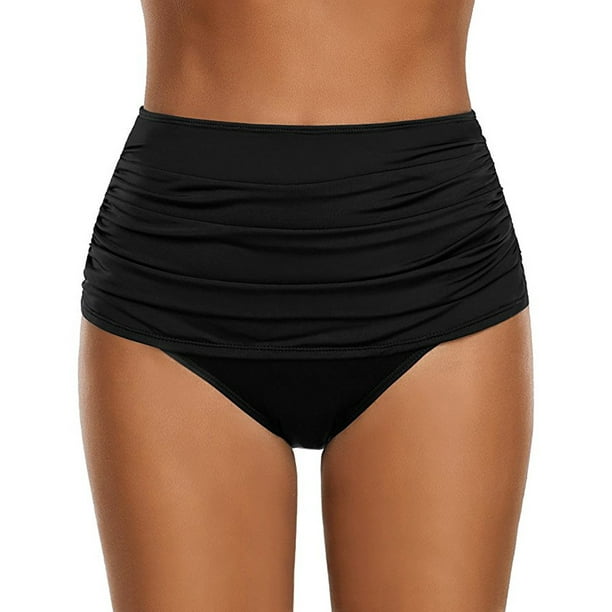 Roseonmyhand Women's High Swim Bottom Ruched Bikini Tankini Swimsuit Briefs Plus Size - Walmart.com