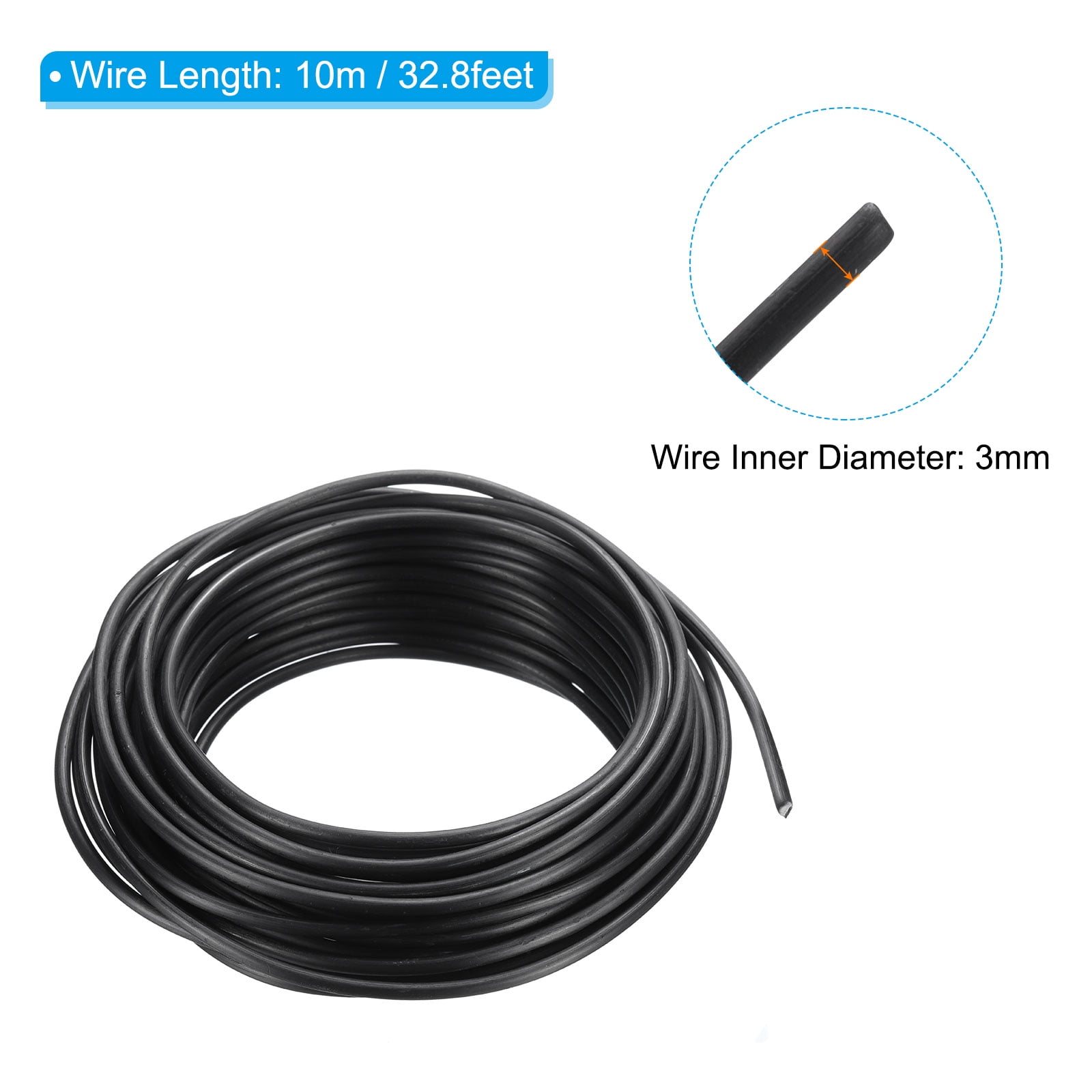 Uxcell 3mm Bonsai Training Wire Floral Wire Stems Anodized Aluminum Tree Wire 32.8 Feet Total Black 2 Roll