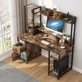 thumbnail image 2 of Corner Desk with Storage Shelves, Compact 90 Degrees Triangle Space Saving Computer Desk with Outlet, LED Lights, Keyboard Tray & Monitor Stand, Black Writing Table Desk for Home Office by PAKASEPT, 2 of 7