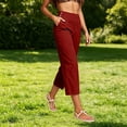 thumbnail image 2 of Women's Pants Cotton Linen Petite Summer Lightweight High Waist Straight Leg Solid Summer Casual Fashion Trousers Pants For Women, 2 of 8