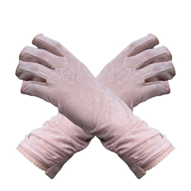 Manopla de seda helada Minnieouse para mujer protección completa tamaño libre color rosa claro
