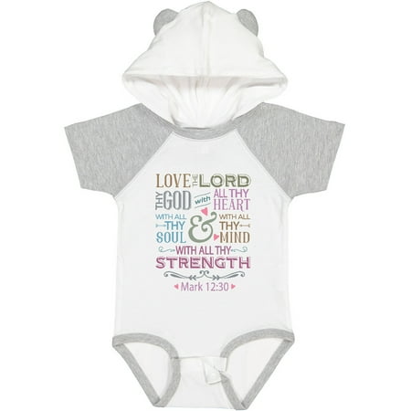 

Inktastic Love the Lord Heart Mind Strength Gift Baby Girl Bodysuit