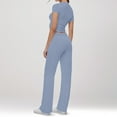 thumbnail image 5 of felwors Women's 2 Piece Lounge Sets Straight Leg Pants Set Short Sleeve Crop T-shirt Casual Outfits Comfy Loungewear Blue, L, 5 of 6